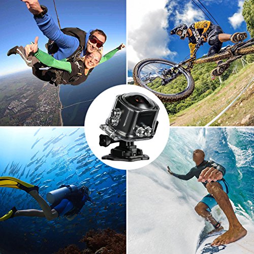 360 Grad Panorama Action Kamera, MixMart HD 1080P WiFi Wasserdichte Action Kamera Helmkamera 220 ° Weitwinkel 2,0 Zoll mit 2 Verbesserten Batterien und Zubehör Kits -