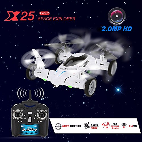 GoolRC SY X25 2.4G 4CH 6 Achsen Gyro Land und Luft RC Fliegen Auto Drone mit 2.0MP Kamera 360 Grad Flips Auto Return Funktion Quadrocopter - 