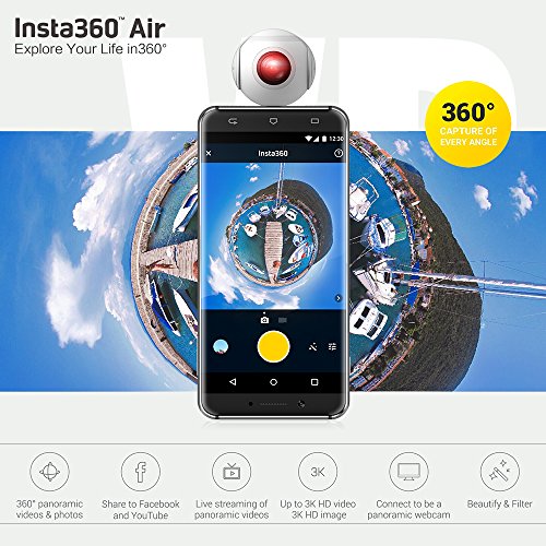 Insta360 Air Compact Mini Panorama 360 Grad 3K HD Kamera Dual Weitwinkel-Fischaugen-Objektiv VR Modus für OPPO R9 / Huawei P9 Mate9 / LG V20 Andriod Smartphone - 