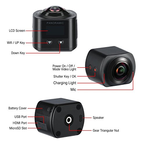 wimius 360 Grad Panorama Sport Action Kamera 4 K 220 ° Ultra Weitwinkelobjektiv 16 MP Full HD 1080P Wifi Actioncam (V3) -