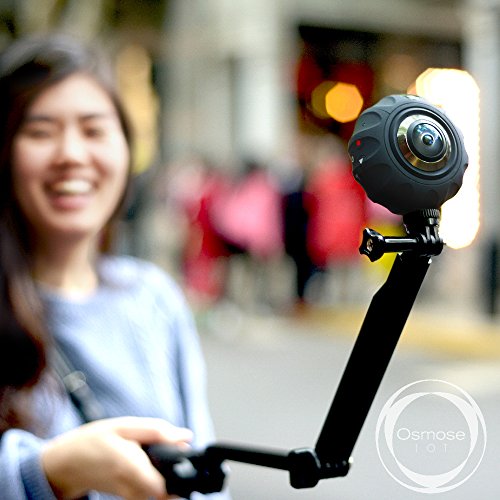 Osmose IOT BirdEyes SPHÄRISCHE 360 GRAD PANORAMA-KAMERA 2x8.0 MP CMOS 4K 30FPS Video 16MP@6080*3040 Pixel Foto | 1600mAh Batterie | Enthält 360° Camera, Tripod, Stativ Hardware und Selfie-Stick (Schwarz) - 