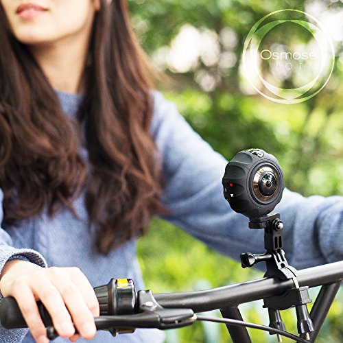 Osmose IOT BirdEyes SPHÄRISCHE 360 GRAD PANORAMA-KAMERA 2x8.0 MP CMOS 4K 30FPS Video 16MP@6080*3040 Pixel Foto | 1600mAh Batterie | Enthält 360° Camera, Tripod, Stativ Hardware und Selfie-Stick (Schwarz) - 