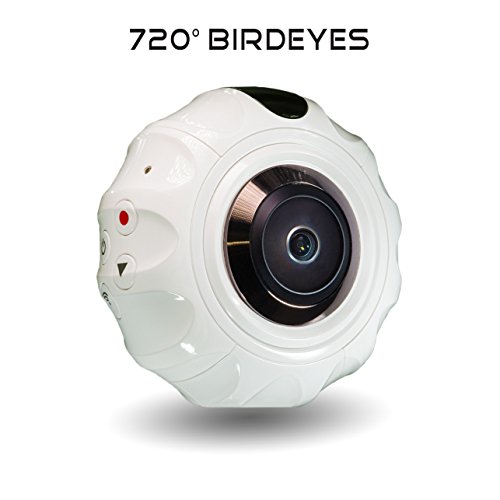 Osmose IOT BirdEyes SPHÄRISCHE 360 GRAD PANORAMA-KAMERA 2x8.0 MP CMOS 4K 30FPS Video 16MP@6080*3040 Pixel Foto | 1600mAh Batterie | Enthält 360° Camera, Tripod, Stativ Hardware und Selfie-Stick (Weiß) - 