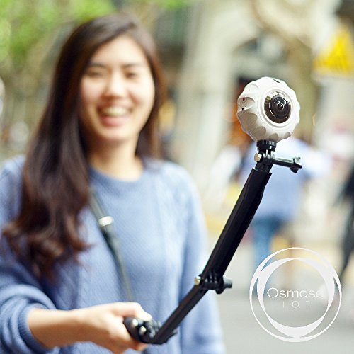Osmose IOT BirdEyes SPHÄRISCHE 360 GRAD PANORAMA-KAMERA 2x8.0 MP CMOS 4K 30FPS Video 16MP@6080*3040 Pixel Foto | 1600mAh Batterie | Enthält 360° Camera, Tripod, Stativ Hardware und Selfie-Stick (Weiß) - 