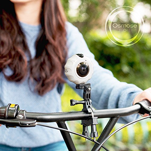 Osmose IOT BirdEyes SPHÄRISCHE 360 GRAD PANORAMA-KAMERA 2x8.0 MP CMOS 4K 30FPS Video 16MP@6080*3040 Pixel Foto | 1600mAh Batterie | Enthält 360° Camera, Tripod, Stativ Hardware und Selfie-Stick (Weiß) - 