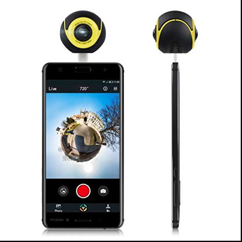 4K Action Kamera WiFi Mini Panoramakamera Ultra HD 360 Grad VR Kamera,Echtzeit Übertragung,Videoaufzeichnung,Weitwinkelobjektiv,geeignet für Smartphone Android - 