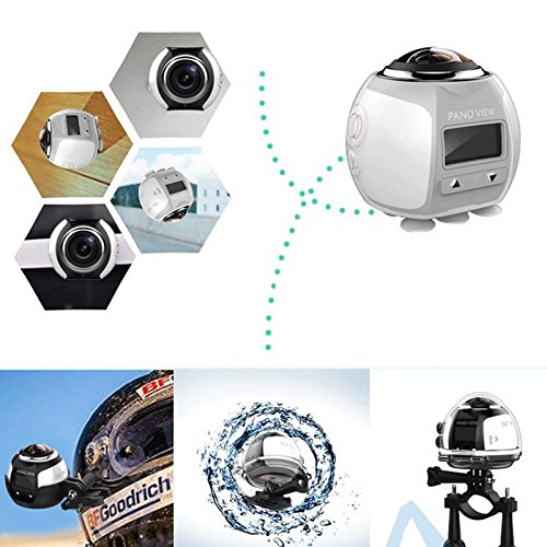 4K 360 Action-Kamera, Panorama-Kamera, 2448 x 2448, Ultra-HD, 360 Grad-Video-Kamera, WLAN, Sportkamera, weiß - 