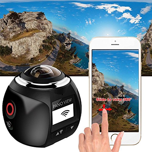 360 Grad Panorama Kamera Wireless 3D VR Action Sport Kamera 16M Fisheye Film Quelle Panorama Kamera für virtuelle Brillen VR Action Camcorder Auto DVR SW-V1 (Schwarz) - 
