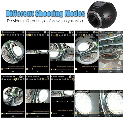 360 Grad Panorama Kamera Wireless 3D VR Action Sport Kamera 16M Fisheye Film Quelle Panorama Kamera für virtuelle Brillen VR Action Camcorder Auto DVR SW-V1 (Schwarz) - 