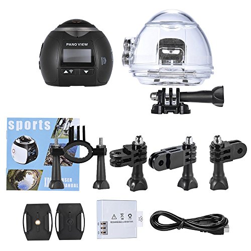 360 Grad Panorama Kamera Wireless 3D VR Action Sport Kamera 16M Fisheye Film Quelle Panorama Kamera für virtuelle Brillen VR Action Camcorder Auto DVR SW-V1 (Schwarz) - 