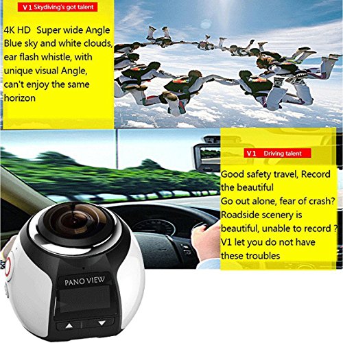 E.life 4K 30fbs 16MP Panoramakamera 64GB RF-Controller WIFI 30M wasserdichte 360 Grad Weitwinkel -Tätigkeits-Video (Weiß) - 
