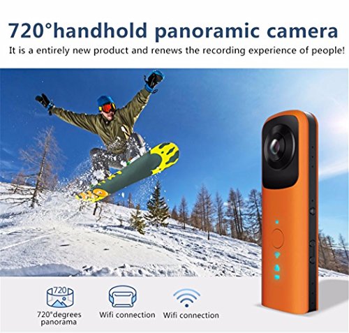 Panoramakamera Handheld Panorama 360 Grad VR Action Kamera mit Wifi Action Kamera Sport Recorder 720 ° Handgriff Panoramakamera , orange - 