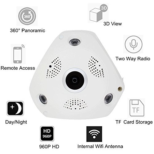 360° Panorama Wireless IP Kamera Cam 960p HD Nachtsicht Zwei-Wege-Audio Überwachungs System Kameras App-Controlled SW09-960 -