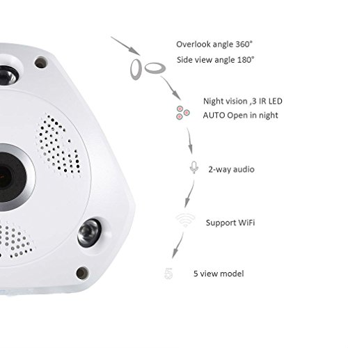 360° Panorama Wireless IP Kamera Cam 960p HD Nachtsicht Zwei-Wege-Audio Überwachungs System Kameras App-Controlled SW09-960 -