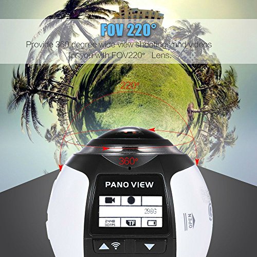360 Grad Panorama Action Kamera Wasserdicht WIFI 4K 30FPS 16MP Sport Action Kamera Ausgang Mini Panorama Video 3D VR Kamera mit mehreren APP Display Modi SW-V1 (Weiß) - 
