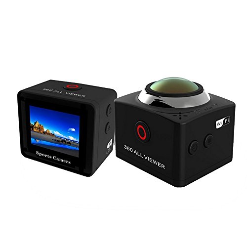 SOYA 1.5 Zoll LCD-Bildschirm Wireless WiFi Action-Kamera 360 Grad 1080P HD Panorama DV Sphärische Linse VR Kamera Unterwasser Camcorder Outdoor Sport Wasserdichte DV zum Wandern, Radfahren, Tauchen [2 Stück Akku] -