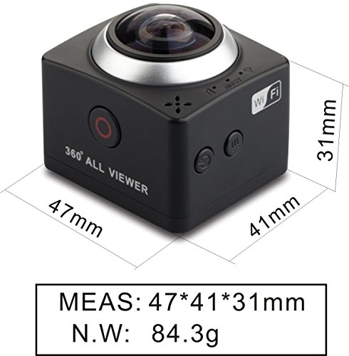 SOYA 1.5 Zoll LCD-Bildschirm Wireless WiFi Action-Kamera 360 Grad 1080P HD Panorama DV Sphärische Linse VR Kamera Unterwasser Camcorder Outdoor Sport Wasserdichte DV zum Wandern, Radfahren, Tauchen [2 Stück Akku] -