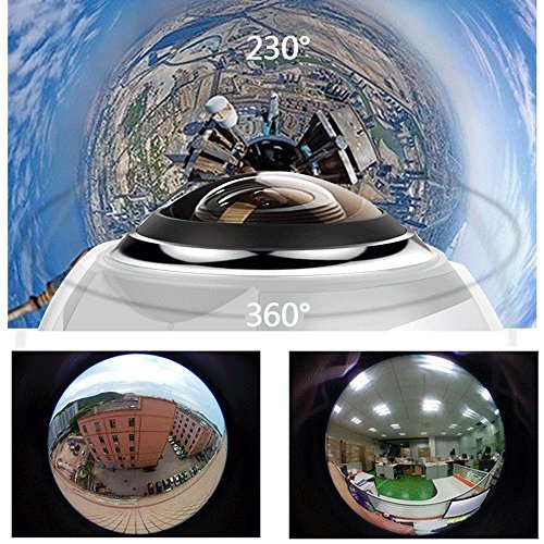 SOYA 1.5 Zoll LCD-Bildschirm Wireless WiFi Action-Kamera 360 Grad 1080P HD Panorama DV Sphärische Linse VR Kamera Unterwasser Camcorder Outdoor Sport Wasserdichte DV zum Wandern, Radfahren, Tauchen [2 Stück Akku] -