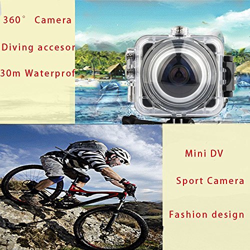 SOYA 1.5 Zoll LCD-Bildschirm Wireless WiFi Action-Kamera 360 Grad 1080P HD Panorama DV Sphärische Linse VR Kamera Unterwasser Camcorder Outdoor Sport Wasserdichte DV zum Wandern, Radfahren, Tauchen [2 Stück Akku] -