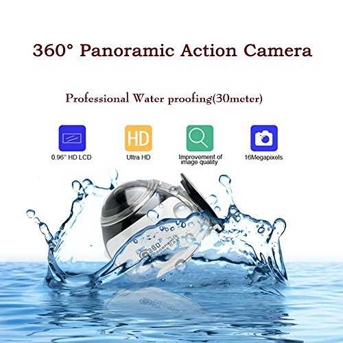 SOYA Wireless 360 Grad Panorama Kamera 3D VR Aktion Sport Kamera Wifi 16MP 4K HD 30fps Wasserdicht 230 ° Objektiv Mini DV Player Silber - 