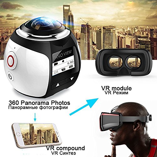 SOYA Wireless 360 Grad Panorama Kamera 3D VR Aktion Sport Kamera Wifi 16MP 4K HD 30fps Wasserdicht 230 ° Objektiv Mini DV Player Silber - 
