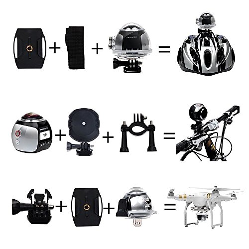 SOYA Wireless 360 Grad Panorama Kamera 3D VR Aktion Sport Kamera Wifi 16MP 4K HD 30fps Wasserdicht 230 ° Objektiv Mini DV Player Silber - 