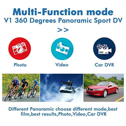 Excelvan Action-Kamera für Sport, 360 Grad drehbar, 220°-Ultra-Weitwinkelobjektiv, 16 MP, Ultra-HD, Mini, Panorama-Video, 3D, VR, 30 m wasserdicht, WLAN, 3K, 30 fps, HDMI-HD-Ausgang, silber -