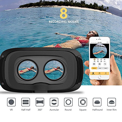 OTHA 4K 360 Sport Kamera 2448 * 2448 16M Ultra HD 360 Grad Panorama-Videokameras Wasserdichte Wifi-Kamera mit 2 Stück Akkus (Schwarz) - 