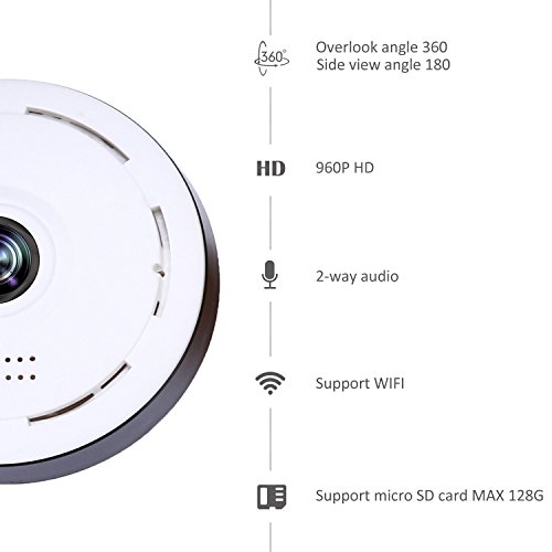 Mini IP Überwachungskamera 960P Panorama WIFI Kamera 360 ° Grad Fisch Auge Objektiv IP Video Aufnahme Nachtsicht 2 Weg Audio / Bewegungsmelder für Haus / Baby Überwachung SW05 - 