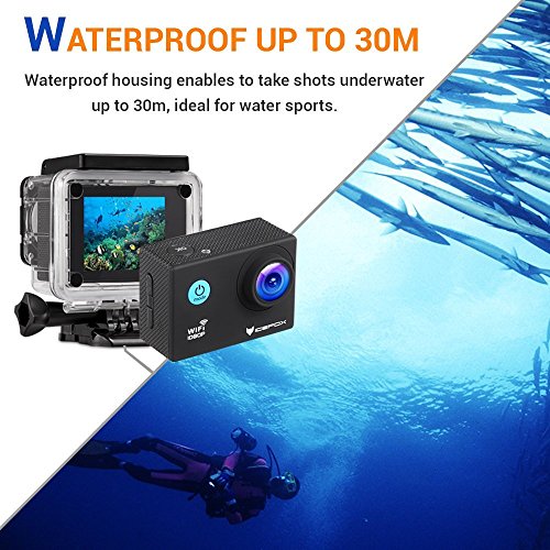 Action Cam,icefox® FHD Unterwasserkamera, 12MP, 1080P, Wasserdichte HD Kamera mit 170° Weitwinkel,900mAh Akku und Zubehör Kitt für zum Tauchen, zumFahrrad fahren, zum Motorrad fahren und zum Schwimmen - 5
