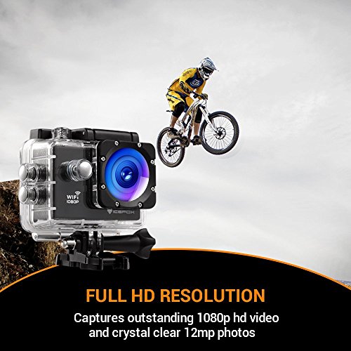 Action Cam,icefox® FHD Unterwasserkamera, 12MP, 1080P, Wasserdichte HD Kamera mit 170° Weitwinkel,900mAh Akku und Zubehör Kitt für zum Tauchen, zumFahrrad fahren, zum Motorrad fahren und zum Schwimmen - 7