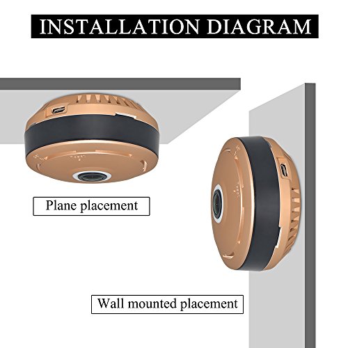 DEC LED 960P HD-Sicherheit IP-WiFi Kamera kabellos des Kameras A 360 Grad Rundumblick Mini WiFi der Innenraum Kamera mit Nachtsicht, IR ¨C Golden - 