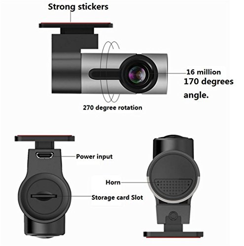 AMYMGLL Auto Recorder Single Shot 360 Grad Panoramakamera Hidden Type Loop Recorder 1080P HD Starlight Nachtansicht Gravity Sensor Max. Unterstützung 128G Speicher Eingebauter WiFi 170 Grad Weitwinkel Schuss , roses red - 