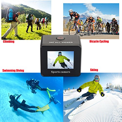 JOYCAM 360 Grad WiFi Action Camera 30 m Unterwasser HD 1080p mit 1,5 Zoll LCD-Bildschirm für Outdoor-Sportarten - 