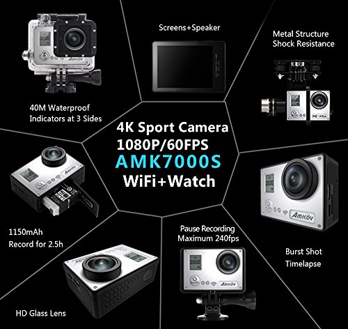 VIGICA ACT74S WiFi Action Kamera 20 MP Unterwasserkamera 40m 4K HD Sport Cam 170 ° Weitwinkel mit 2.4 G Handgelenk Fernbedienung Zubehör Kits Schwarz - 