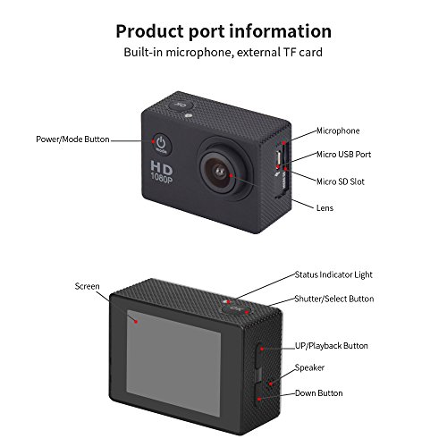 Yuntab A9 kamera Action Full HD 1080p Kamera Wasserdicht 2.0