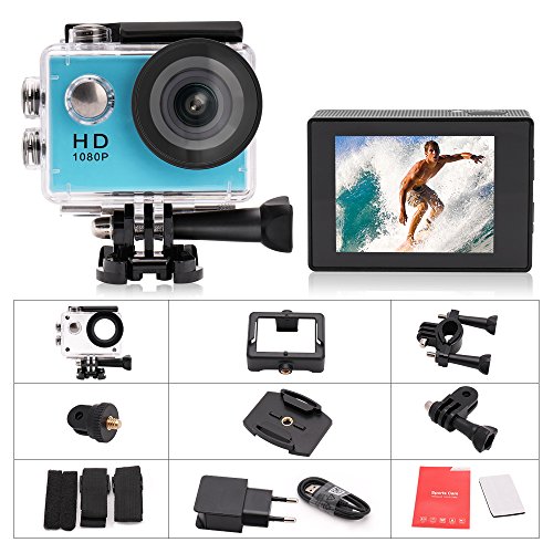 Yuntab A9 kamera Action Full HD 1080p Kamera Wasserdicht 2.0″ LCD 120° Objektiv DVR Outdoor Action Camera Sport Kamera Tauchen und Kostenlosen Zubehör Kits mit Ladegerät - 2