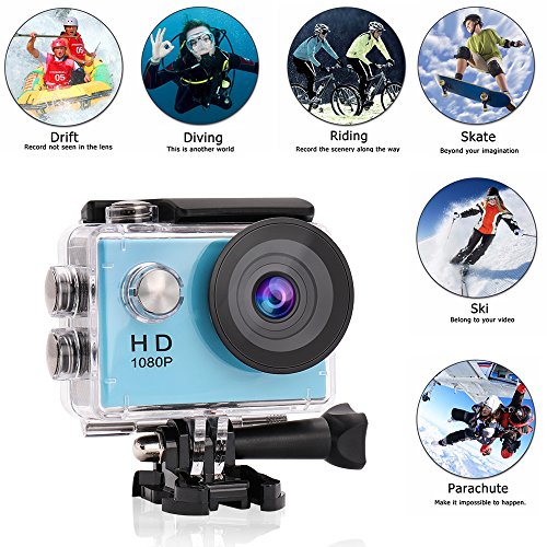Yuntab A9 kamera Action Full HD 1080p Kamera Wasserdicht 2.0″ LCD 120° Objektiv DVR Outdoor Action Camera Sport Kamera Tauchen und Kostenlosen Zubehör Kits mit Ladegerät - 3