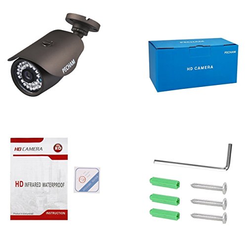 PECHAM Outdoor Überwachungskamera CCTV Überwachung 1200TVL 3,6 mm Weitwinkel 36 Infrarot-LED Color Vision schwarz wasserdichte Kamera - 8