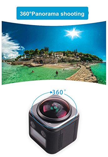 boblov 4 K HD Panorama 360 Grad Panorama Kamera 1440p 30 fps 2,1 cm Bildschirm 16 MP DV Sport Action Kamera Wasserdicht, Camera+38 in1 Accessories - 