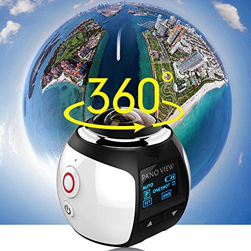 TURNMEON WiFi 4 K 360 Grad Panorama Kamera Wireless 3D VR Action Sports Kamera 16 MP HD 30 fps Wasserdicht 230 ° Große Ziel Mini DV Player (weiß) - 2