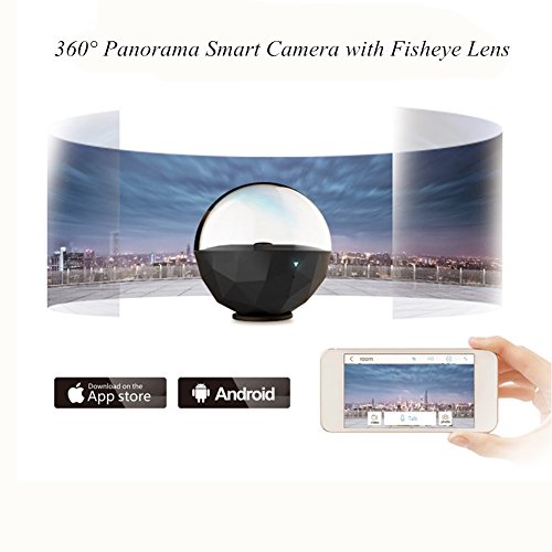 Wireless Panorama Kamera, Büro 360 Grad Kamera, misafes Wi-Fi, Baby-/Haustier-/Haus-Überwachung,2-Wege-Audio 1080p HD Qualität App für iPhone iPad &Android (z.B. Samsung HTC LG Sony Google Nexus) -