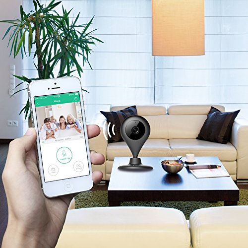 miSafes Wireless Smart Kamera 360 Grad Wi-Fi Baby Monitor 2-Way Video Überwachungskamera für iPhone iOS Android (HD 720p) Schwarz - 
