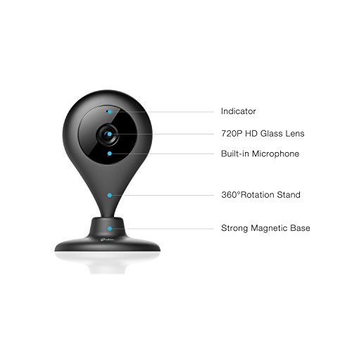 miSafes Wireless Smart Kamera 360 Grad Wi-Fi Baby Monitor 2-Way Video Überwachungskamera für iPhone iOS Android (HD 720p) Schwarz - 