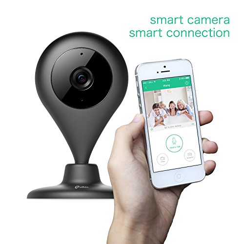 miSafes Wireless Smart Kamera 360 Grad Wi-Fi Baby Monitor 2-Way Video Überwachungskamera für iPhone iOS Android (HD 720p) Schwarz - 