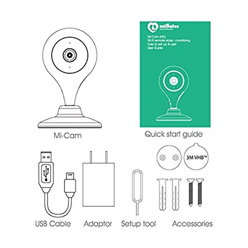 miSafes Wireless Smart Kamera 360 Grad Wi-Fi Baby Monitor 2-Way Video Überwachungskamera für iPhone iOS Android (HD 720p) Schwarz - 