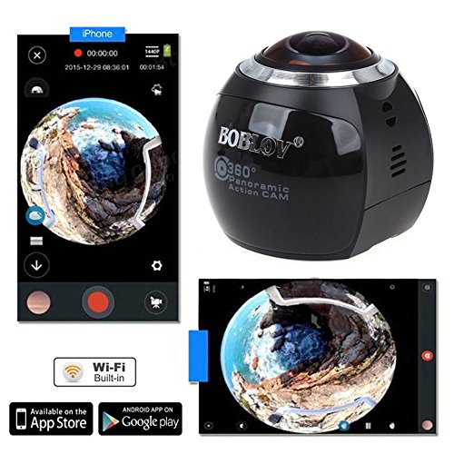 Boblov 360 Kamera 4k WiFi Mini-Panoramakamera 2448 * 2448 16M Ultra HD Panorama 360 Grad Video Panoramakameras 3D VR Kamera (AT360H) - 