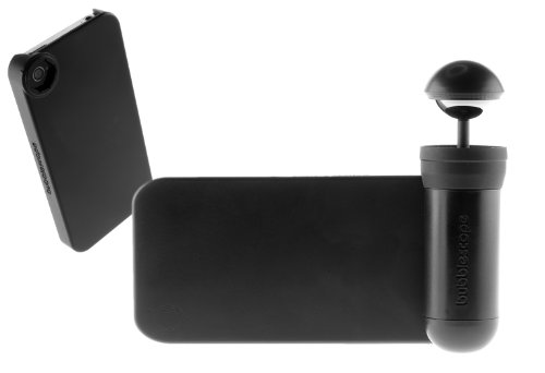 Bubblescope 360 Grad Kameralinse mit Clip-On Schutzhülle Case Cover für iPhone 4/4S und iPhone 5/5S/SE - Schwarz - 