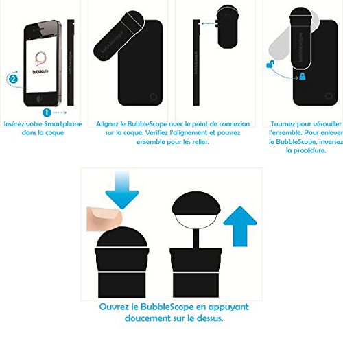 Bubblescope 360 Grad Kameralinse mit Clip-On Schutzhülle Case Cover für iPhone 4/4S und iPhone 5/5S/SE - Schwarz - 